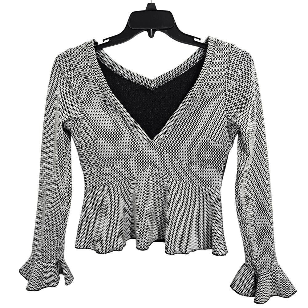 Whimsigoth Long Sleeve V-Neck Crop Top Poet Sleeves. Padded Bust. Size Small.